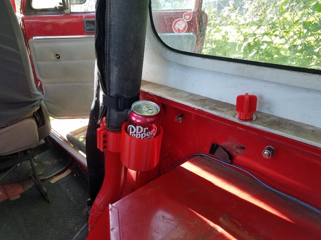 YJ Rear Seat Cup Holder - Roll Bar Clamp